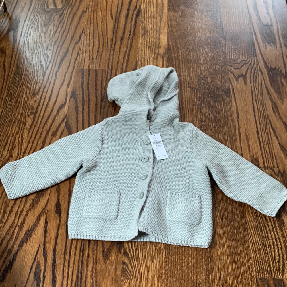 GAP baby gray button up sweater with hood